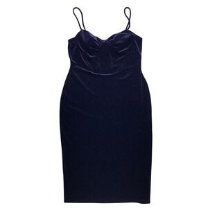 E.L.H. Studio Velvet Bodycon Dress Women XL Black Glitter Corset Bodice Cocktail